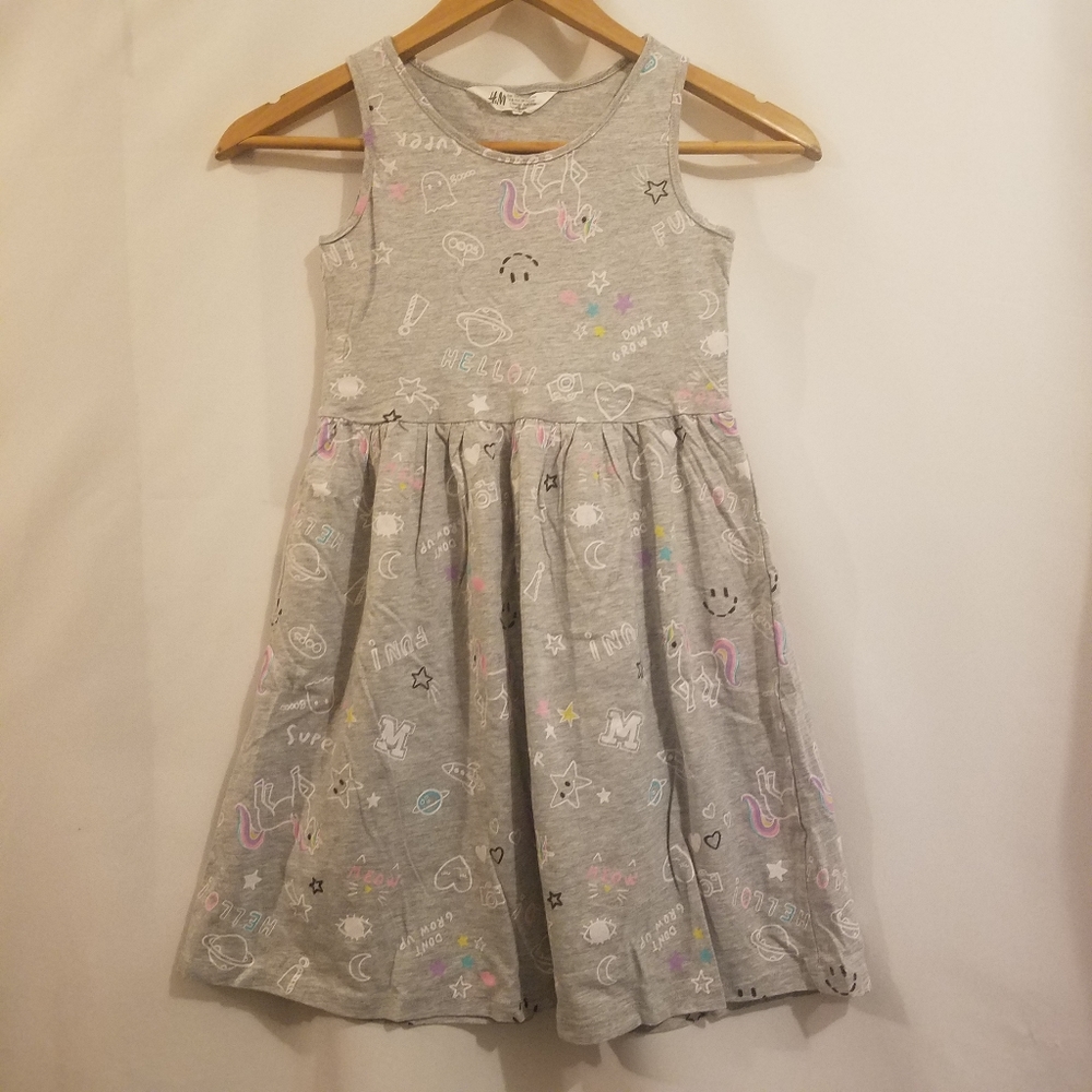 H&M GIRL'S SLEEVELESS UNICORN DRESS